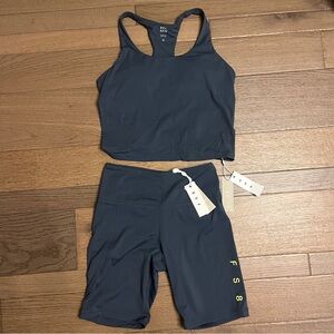 NWT FS8 Pilates Slate Blue Athletic Tank and Shorts Set